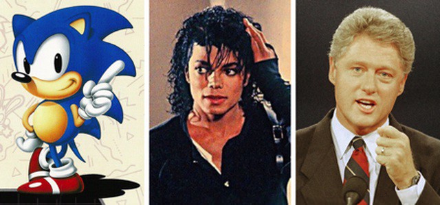 Vào đầu thập niên 90 của thế kỉ trước, công ty Nhật Bản Sega đã quyết định phát hành trò chơi điện tử Sonic the Hedgehog. Và để giúp nhân vật chính thêm “ngầu”, đội ngũ sản xuất đã quyết định tham khảo hình tượng của Michael Jackson và Bill Clinton, hai người đàn ông được coi là “ngầu” nhất nước Mỹ lúc bấy giờ. Kết quả, cậu nhóc Sonic đã được ra đời với đôi giày trứ danh của Michael Jackson và nụ cười hài hước cùng quan điểm chính trị đặc trưng của Bill Clinton.
