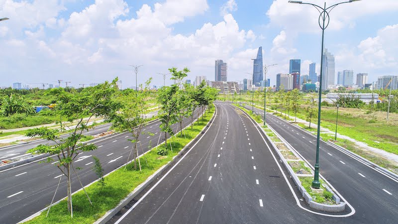Tuyến đường R1 trong Khu đô thị Thủ Thiêm - 1 trong 4 tuyến đường BT.