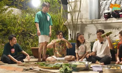 Trường Giang trổ tài gói bánh tét, HIEUTHUHAI gói nhân bánh hình trái tim