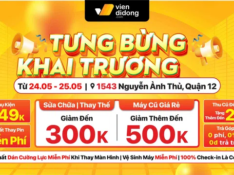 Viện Di Động khai trương cửa hàng mới: Miễn phí thay pin, dán màn hình