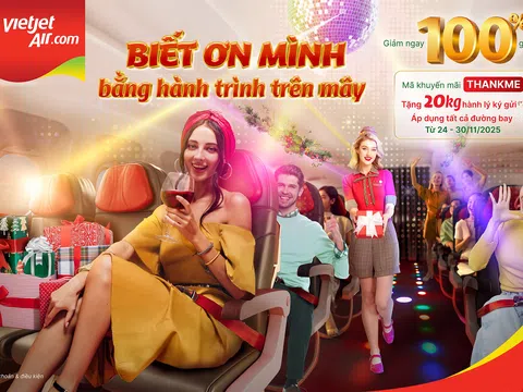 Vietjet dành tặng tuần lễ “Biết ơn mình bằng hành trình trên mây” với triệu vé ưu đãi, tặng thêm hành lý