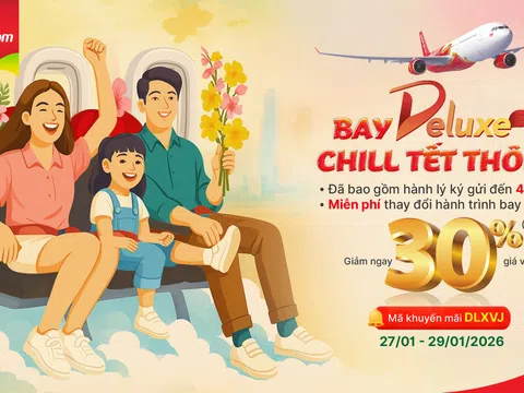 Vietjet giảm 30% giá vé Deluxe, đặt vé bay ngay trong mùa lễ hội xuân