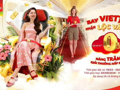 Săn triệu vé Vietjet từ 0 đồng trong suốt tuần, thêm cơ hội trúng vàng 999,9