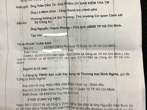TP.HCM: Công ty Bình Nghĩa thu tiền của khách còn mang dự án đi cầm cố