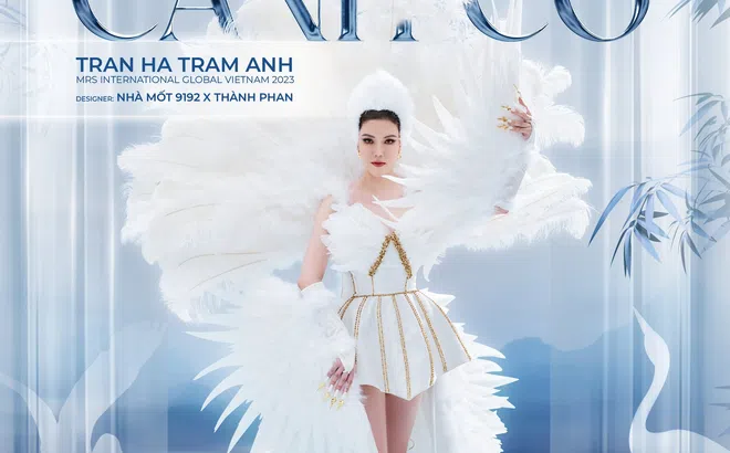 Người đẹp Trâm Anh diện trang phục dân tộc lấy cảm hứng từ cánh cò Việt Nam để thi đấu tại Mrs International Global 2023