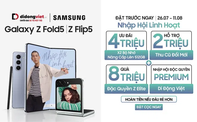 Di Động Việt nhận đặt trước Galaxy Z Fold5|Z Flip5 với nhiều ưu đãi độc quyền trị giá hơn 8 triệu đồng