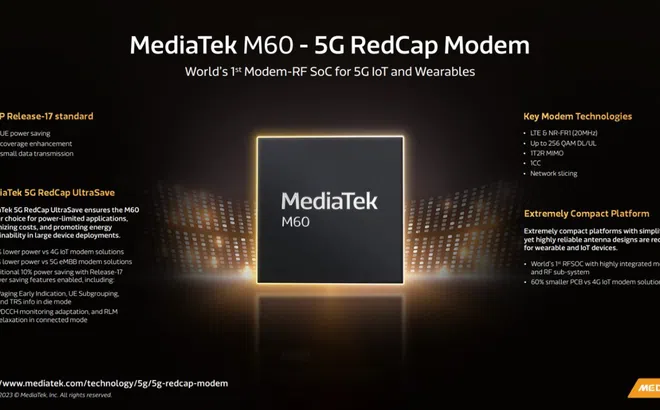 MediaTek tối ưu hóa RedCap tốc độ 5G và tiết kiệm năng lượng cho nhiều thiết bị IoT