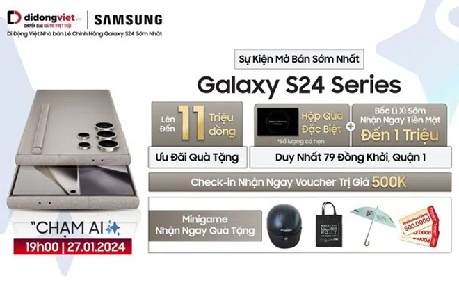 Di Động Việt mở bán sớm Galaxy S24 series trên toàn hệ thống, ưu đãi đến 11 triệu, dùng thử miễn phí