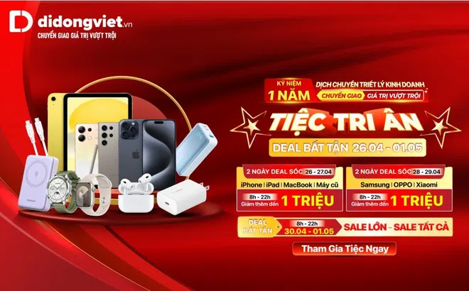 Deal bất tận dịp lễ 30/4 - 1/5: Phụ kiện 1K, iPhone 15 Pro Max giảm 6,6 triệu đồng, thu cũ lên đời tặng thêm đến 4 triệu đồng