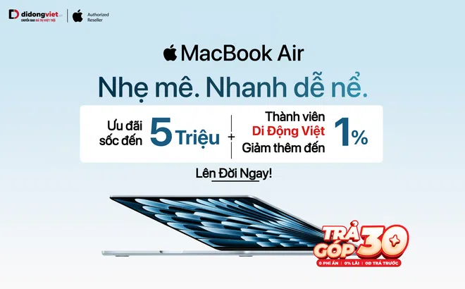 Di Động Việt mở bán MacBook Air M4, iPad Air M3, iPad A16, ưu đãi lên đến 5 triệu đồng