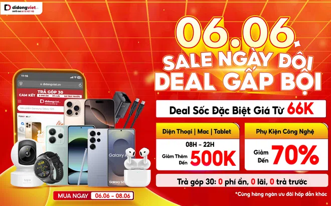 Deal sắm đồ công nghệ 6/6: iPhone 16 Pro Max giảm hơn 5 triệu, máy massage giảm 73%, phụ kiện chỉ từ 66 nghìn đồng