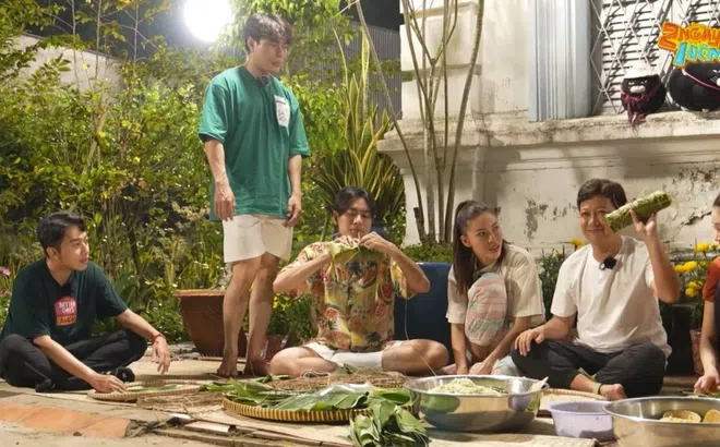 Trường Giang trổ tài gói bánh tét, HIEUTHUHAI gói nhân bánh hình trái tim