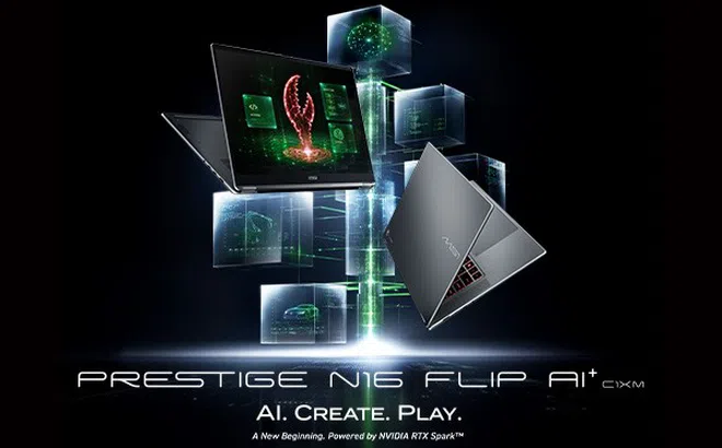 MSI trình làng Prestige N16 Flip AI+: Laptop xoay gập tích hợp NVIDIA RTX Spark, đón đầu kỷ nguyên Agentic AI