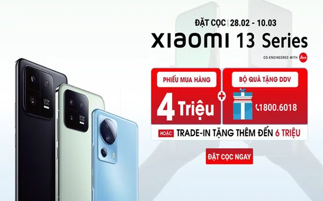 Di Động Việt nhận đặt trước Xiaomi 13 series từ 11,49 triệu đồng, kèm ưu đãi lên đến 6 triệu đồng