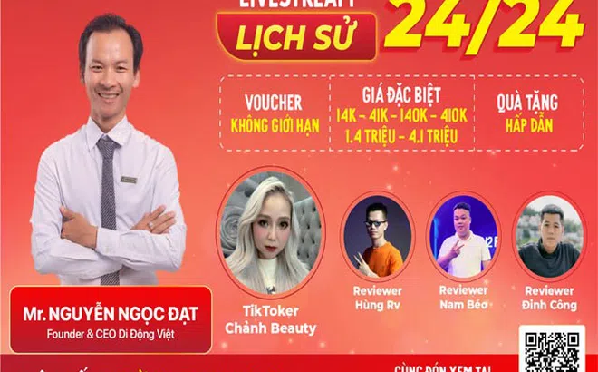 Chuỗi bán lẻ công nghệ livestream bán hàng tổng lực xuyên suốt 24 giờ lần đầu tiên xuất hiện tại Việt Nam
