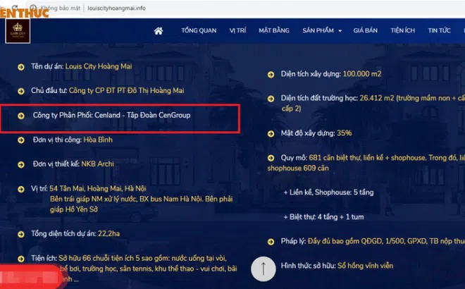 CenLand “bắt tay” cty con TĐ Lã Vọng bán Louis City Hoàng Mai trên đất trống… có phạm luật?