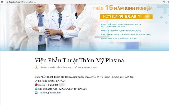 Viện phẫu thuật thẩm mỹ Plasma bị khách hàng tố nhiều hoạt động bất minh