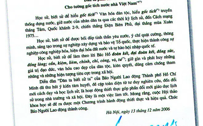 Nhớ lại hội thảo khoa học "Dân ta phải biết sử ta"
