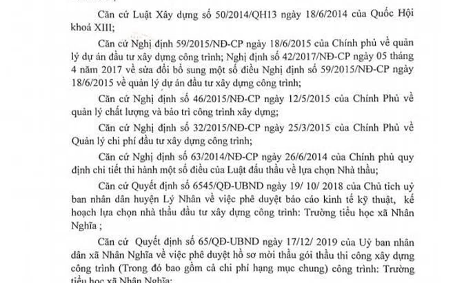 Huyện Lý Nhân (Hà Nam): Công ty An Dương trúng 12 gói thầu theo cùng “một kịch bản”
