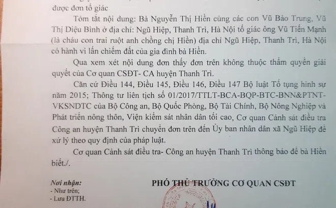 H.Thanh Trì: Chính quyền xã Ngũ Hiệp “phớt lờ” lời kêu cứu của dân