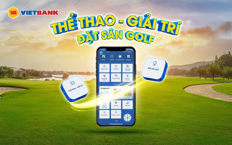 Trải nghiệm tính năng đặt sân Golf và vé thể thao - giải trí trên ứng dụng Vietbank Digital